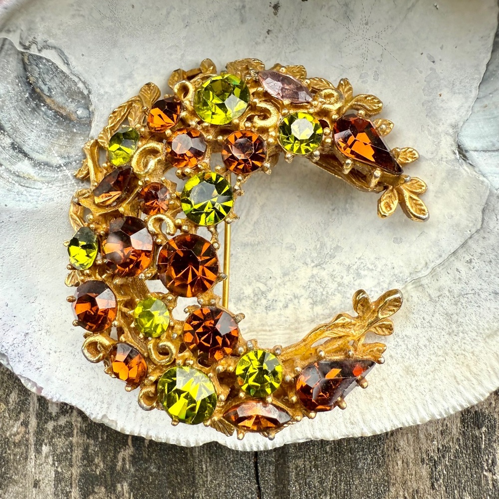 Vintage Coro Half Moon Brooch